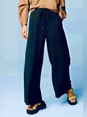 Vera Wang Blue Wide-Leg Drawstring Elastic-Back Pants